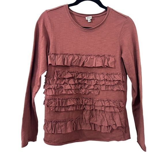 ivy jane Tops - Ivy Jane Womens XS Ruffle Tiered Slub Knit Long Sleeve Top Terracotta Rose Boho